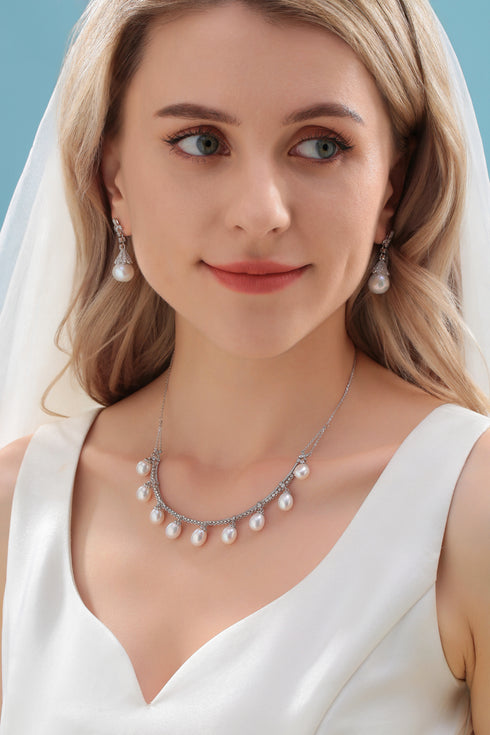 12-13mm Freshwater Pearl & Vintage Bowknot Drop Earrings - House Of Pearls